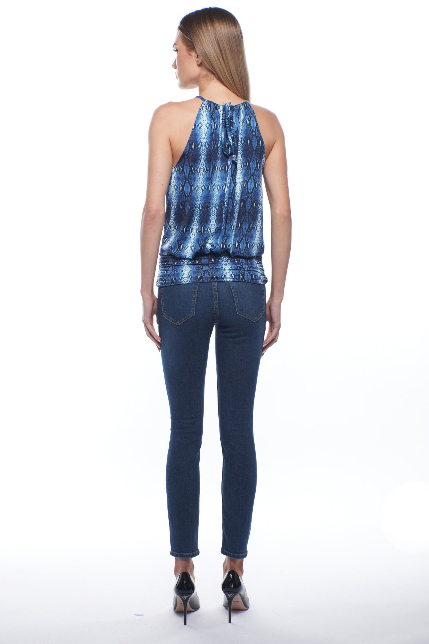 Atina Halter Top - Blue Snake
