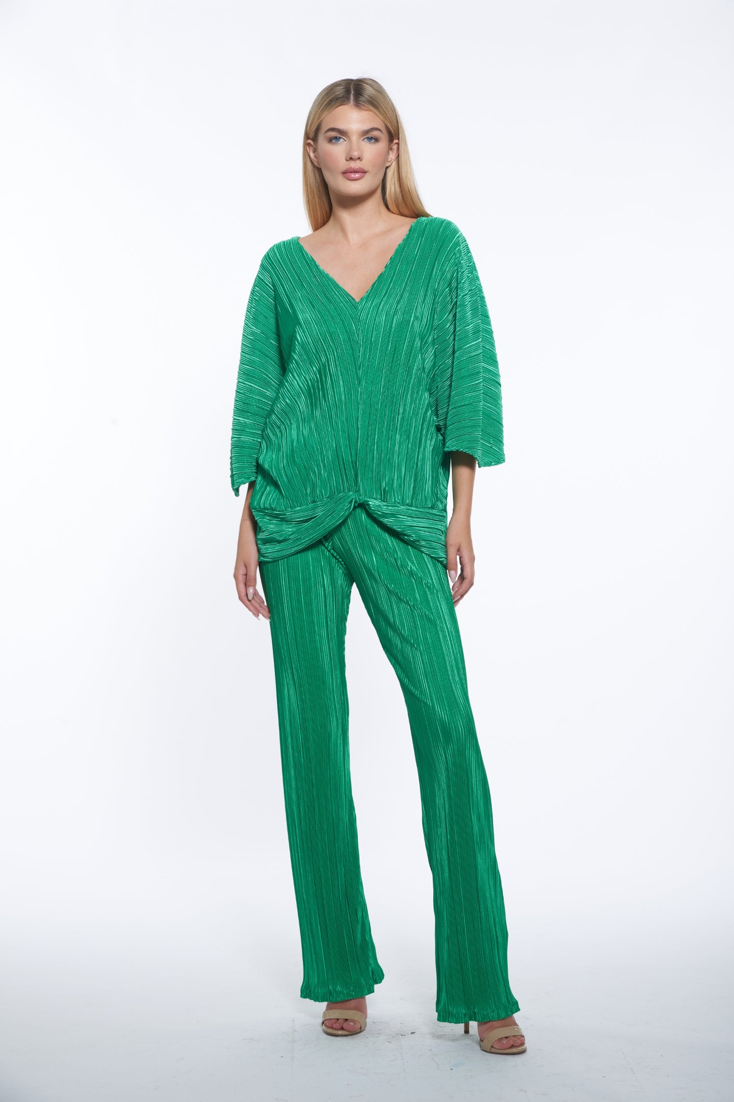 Vicky Pant - Green Plisse