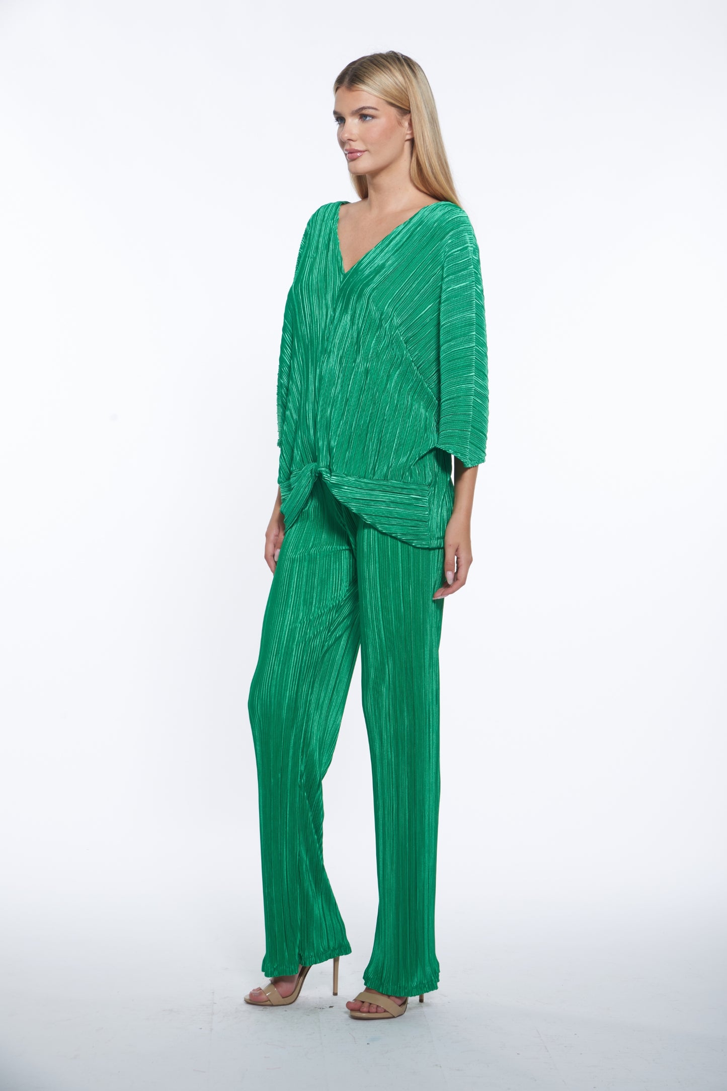 Vicky Pant - Green Plisse