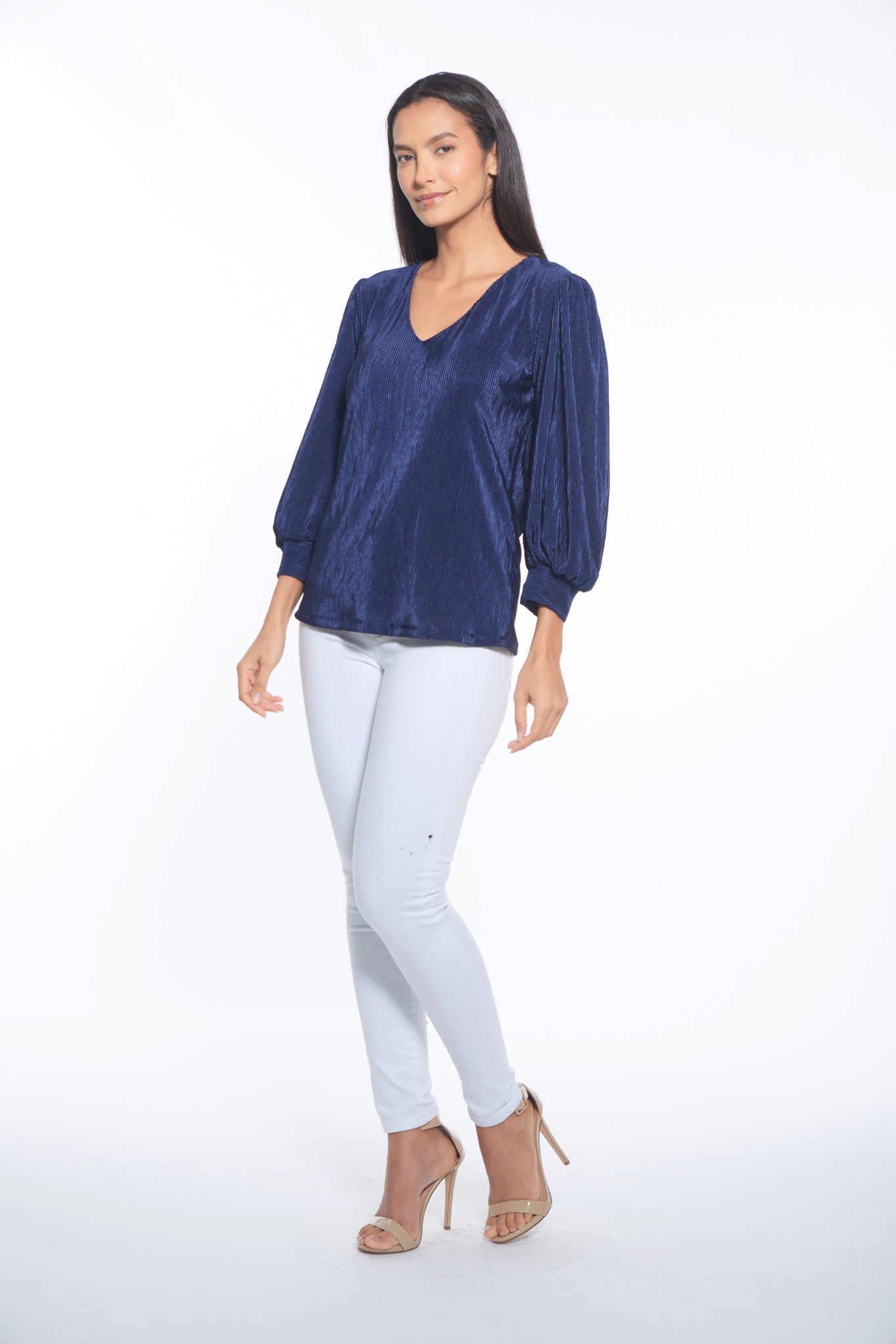 Gale Top - Navy Plisse