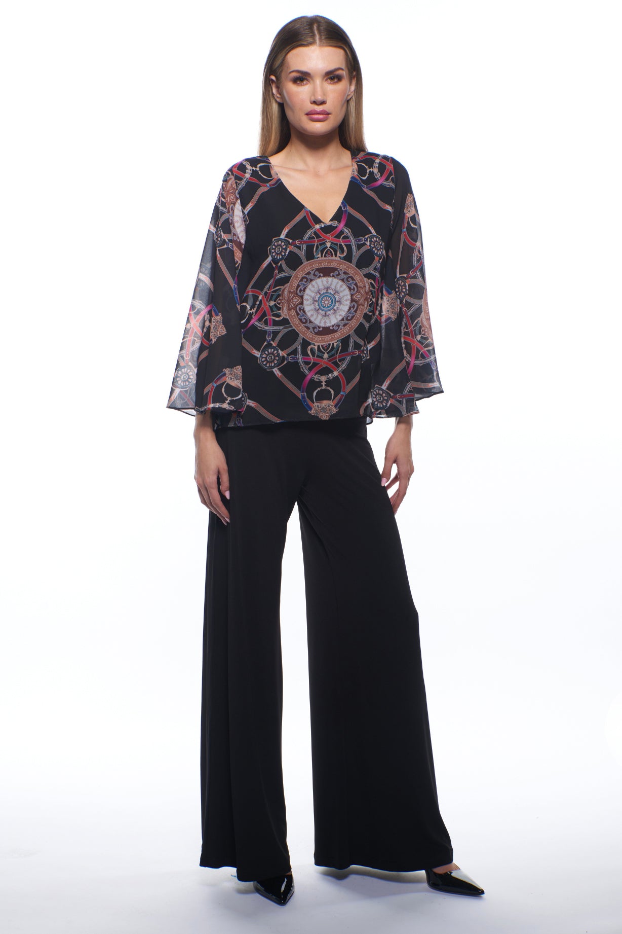 Princess Chiffon Top Wide Leg Jumpsuit