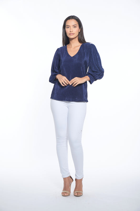Gale Top - Navy Plisse