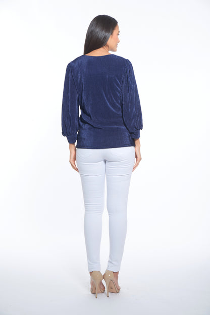 Gale Top - Navy Plisse