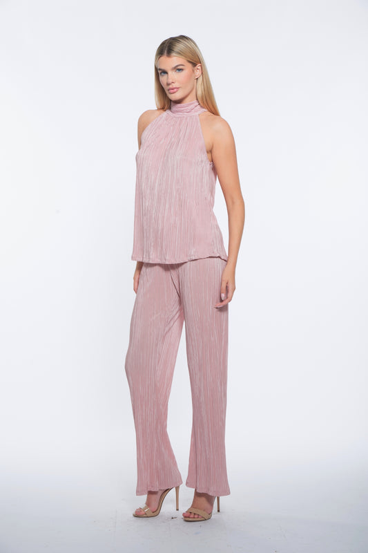 Vicky Pant - Blush Plisse
