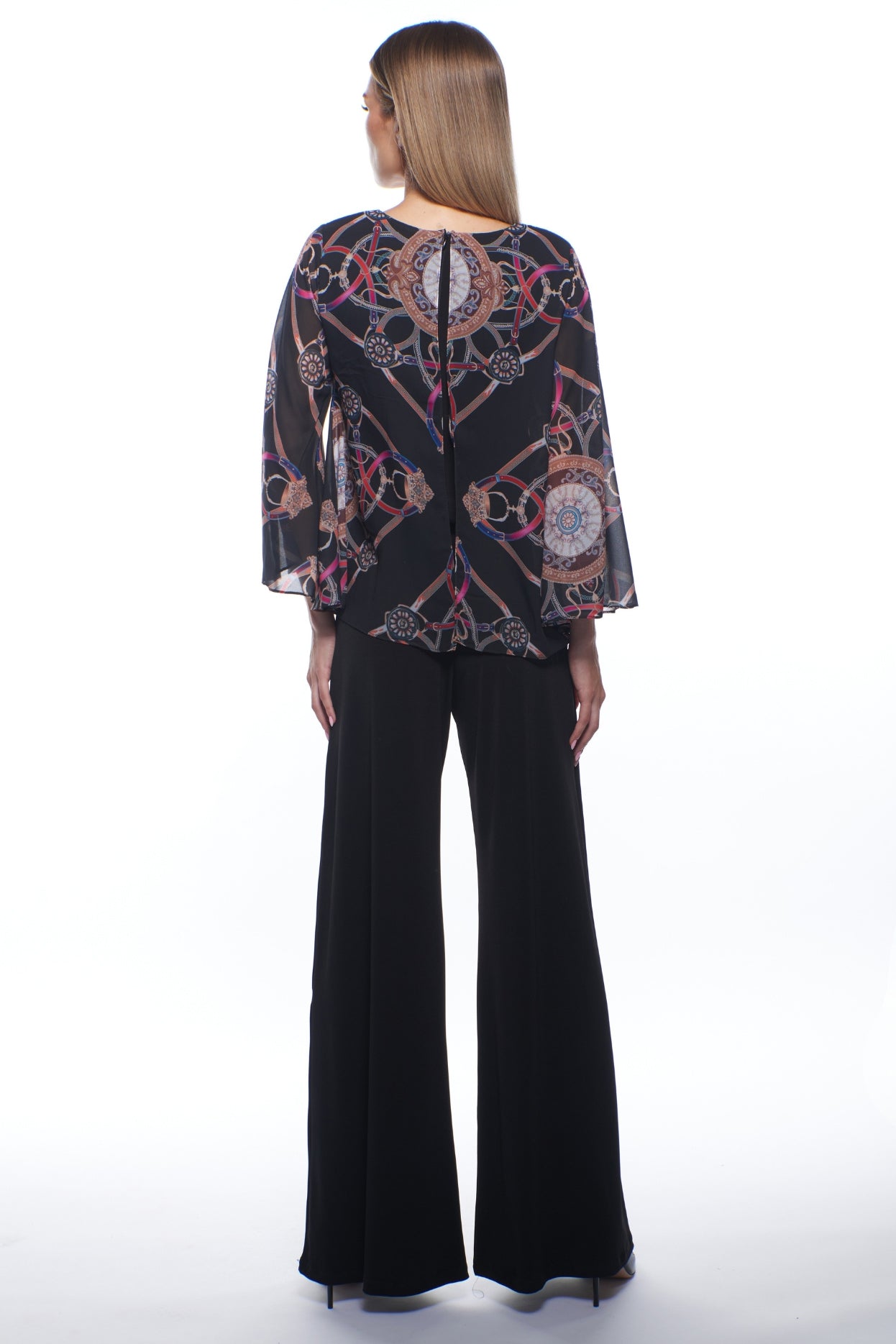 Princess Chiffon Top Wide Leg Jumpsuit