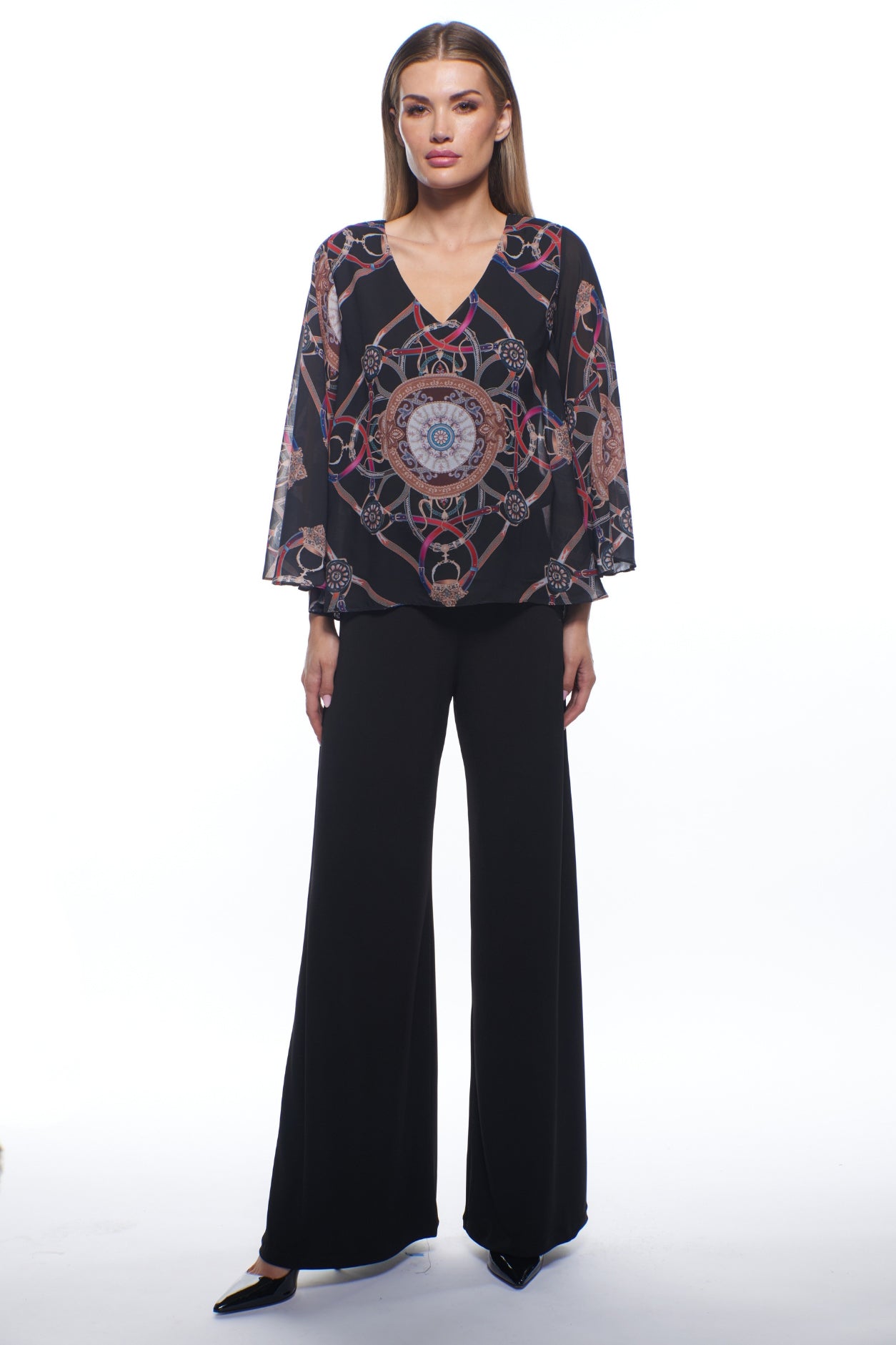 Princess Chiffon Top Wide Leg Jumpsuit