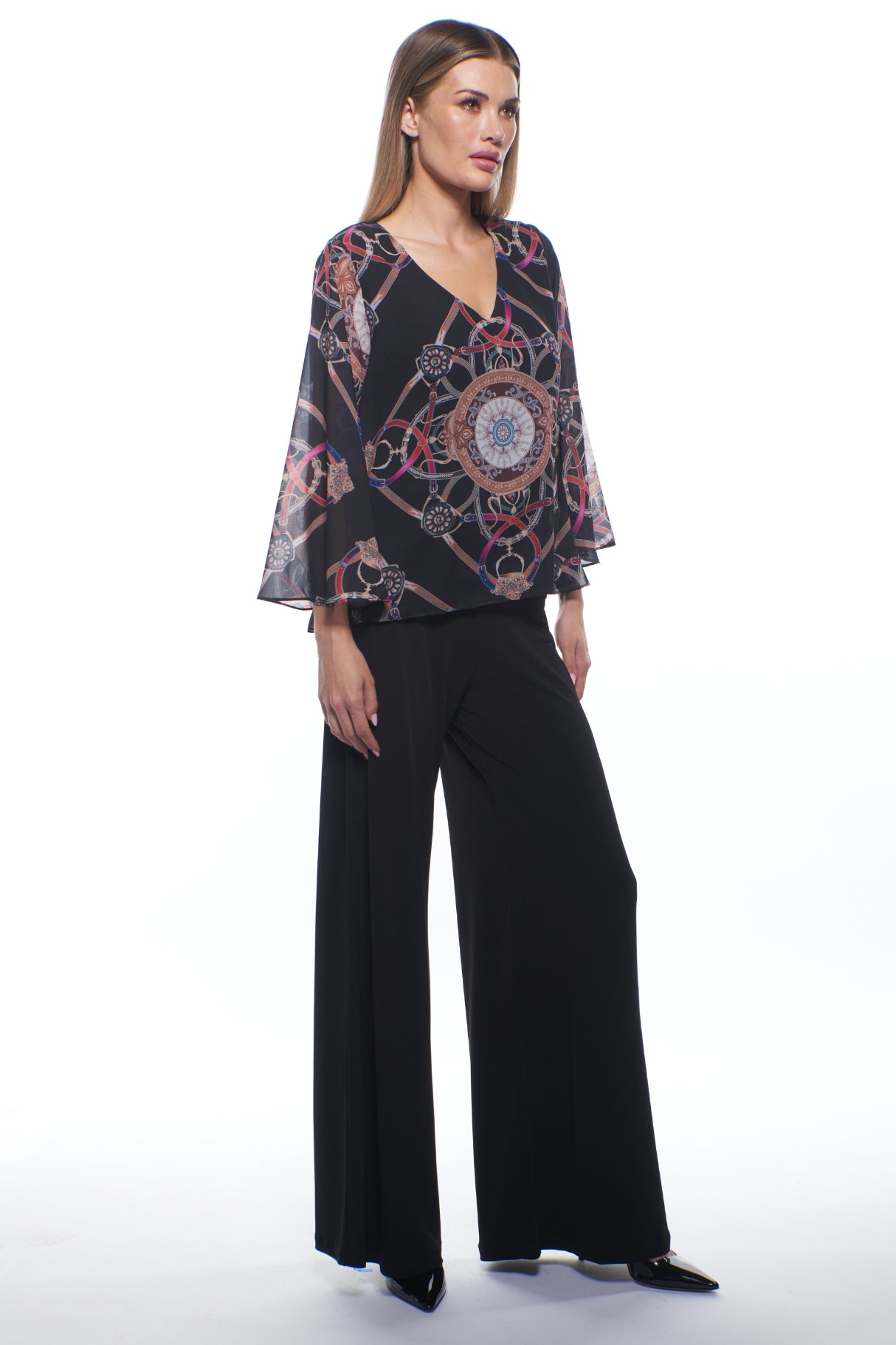 Princess Chiffon Top Wide Leg Jumpsuit