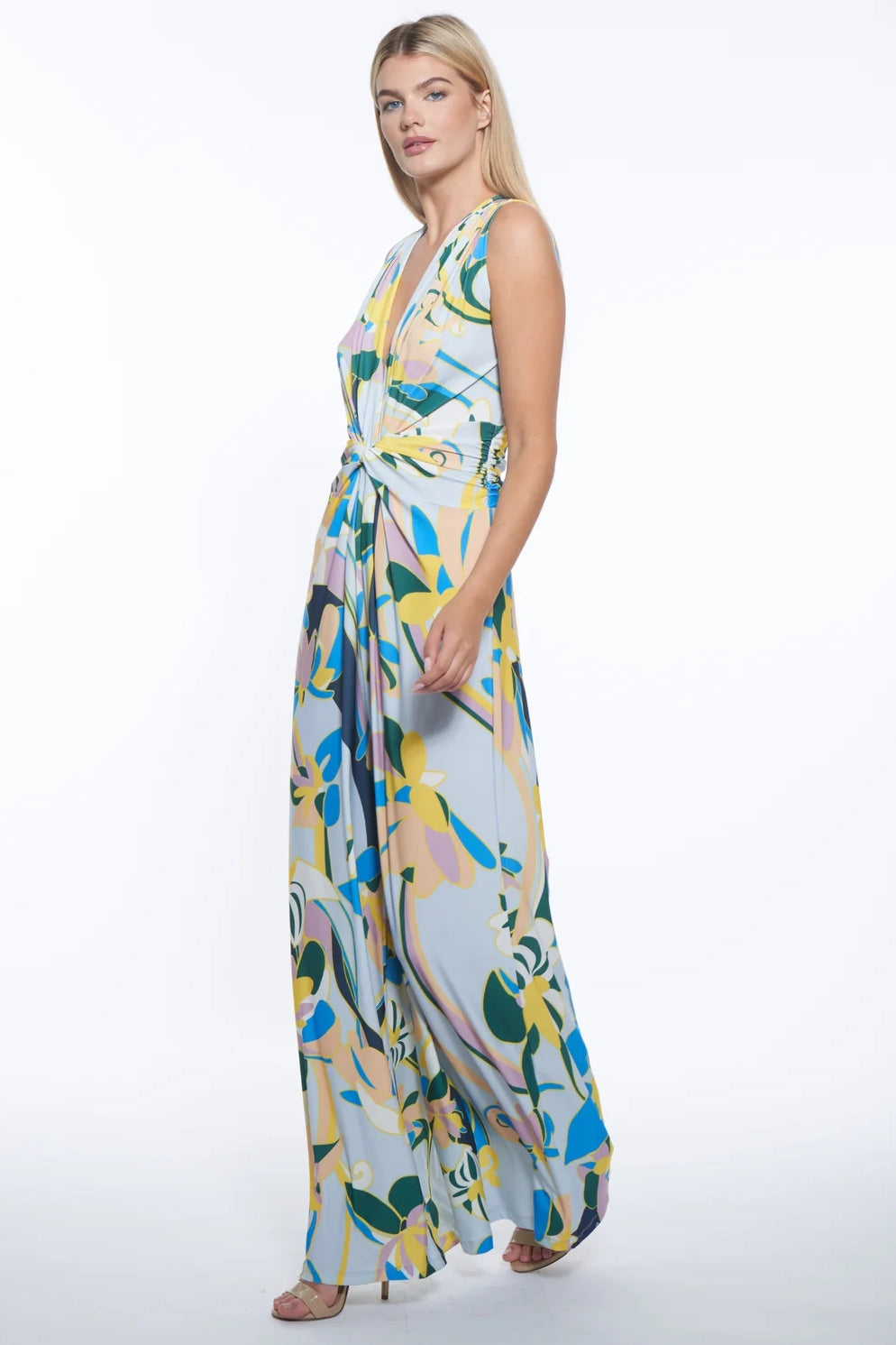 Amber Sleeveless Floral Wide Leg Jumpsuit